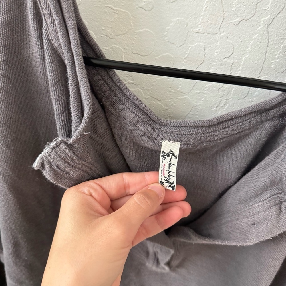 Free People Intimately Oversized Exposed Hem Henley Lounge Long Sleeve Small - Picture 7 of 9
